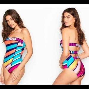 Trina Turk Catch a Wave One Piece Bandeau Strapless Swimsuit
